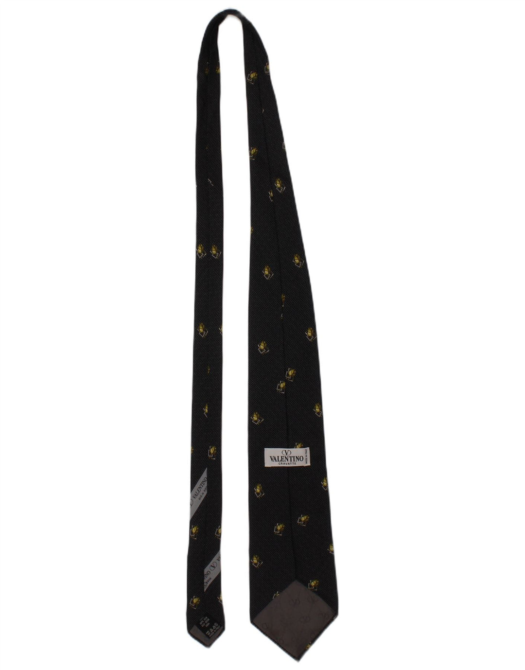 Valentino Mens Cravatte Tie One Size Black Floral Silk Designer