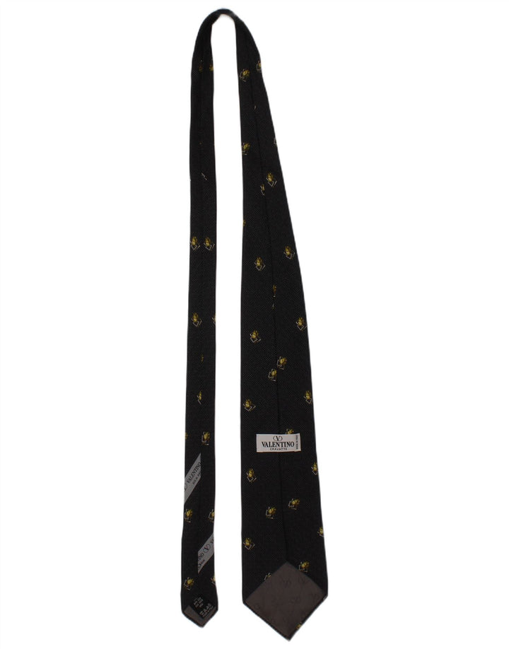 Valentino Mens Cravatte Tie One Size Black Floral Silk Designer