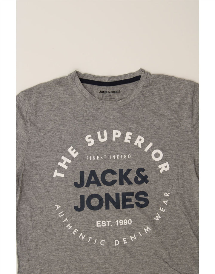 JACK & JONES Mens Graphic T-Shirt Top Medium Grey Cotton Vintage Jack & Jones and Second-Hand Jack & Jones from Messina Hembry 