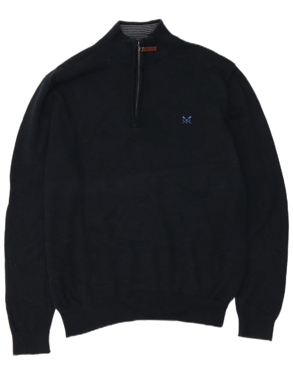 Crew Clothing Mens Zip Neck Jumper Sweater Large Navy Blue Cotton