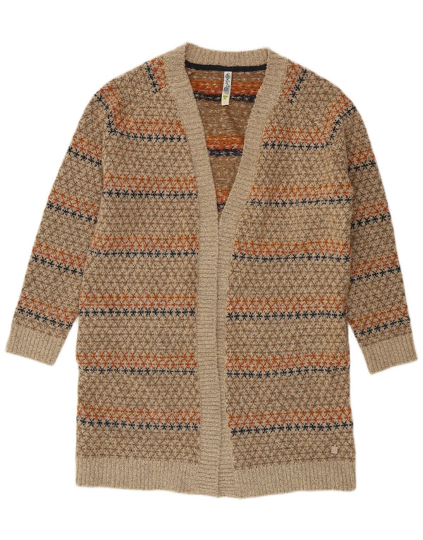 Weird Fish Womens Longline Cardigan Sweater UK 12 Medium Beige Geometric