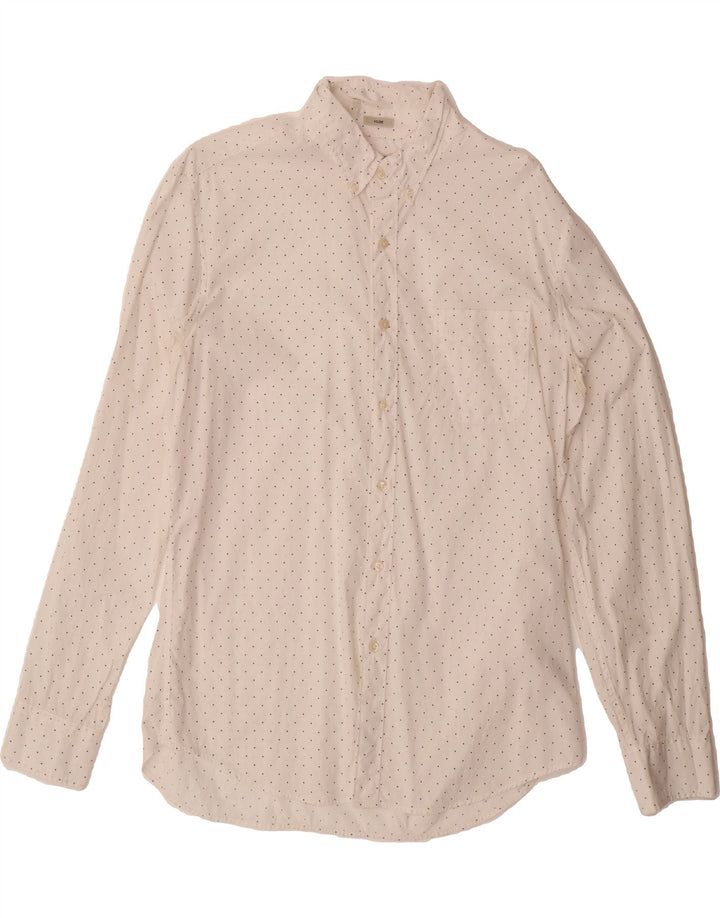 J. CREW Mens Slim Shirt Large White Spotted Cotton Vintage J. Crew and Second-Hand J. Crew from Messina Hembry 