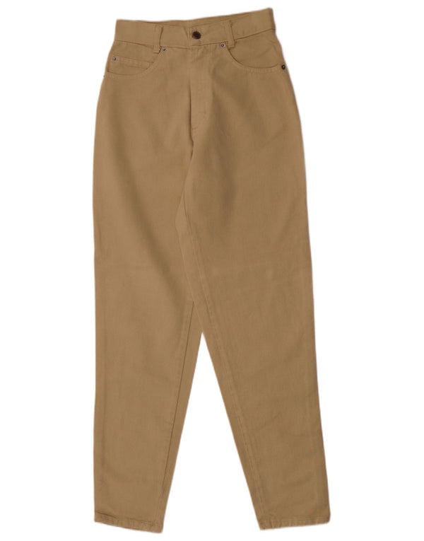 Vintage Damen High Waist Tapered Jeans IT 36 XS W24 L30 Beige Baumwolle