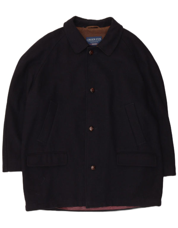 Green Fox Mens Overcoat IT 56 3XL Navy Blue Wool