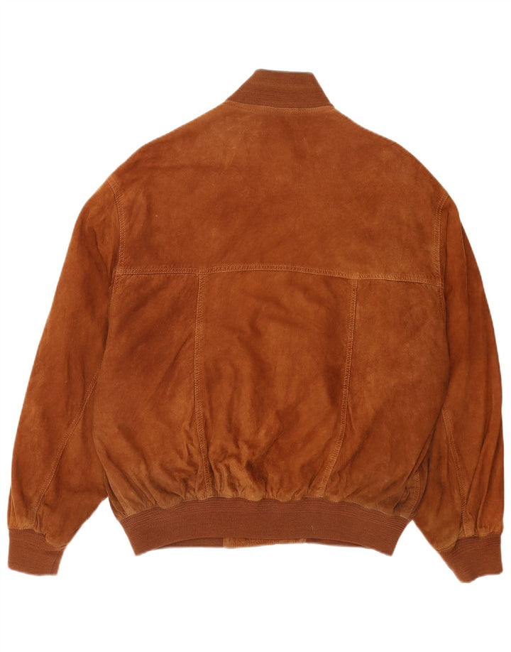 Vintage męska zamszowa kurtka bomber EU 50 duża brązowa skóra