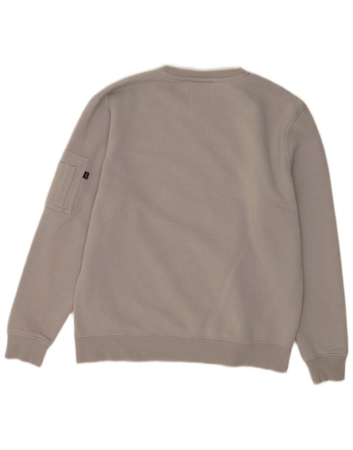 Alpha Industries Mens Graphic Sweatshirt Jumper Large Grey Cotton