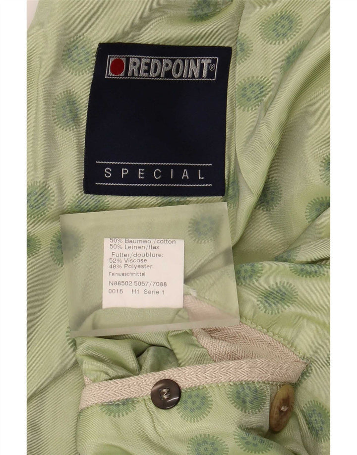 Redpoint Mens 3 Button Blazer Jacket IT 48 Medium Beige Herringbone Cotton