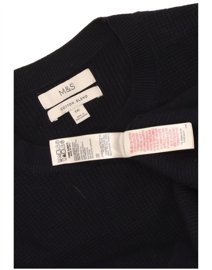 Marks & Spencer Męski sweter z okrągłym dekoltem, 3XL, granatowy, poliester