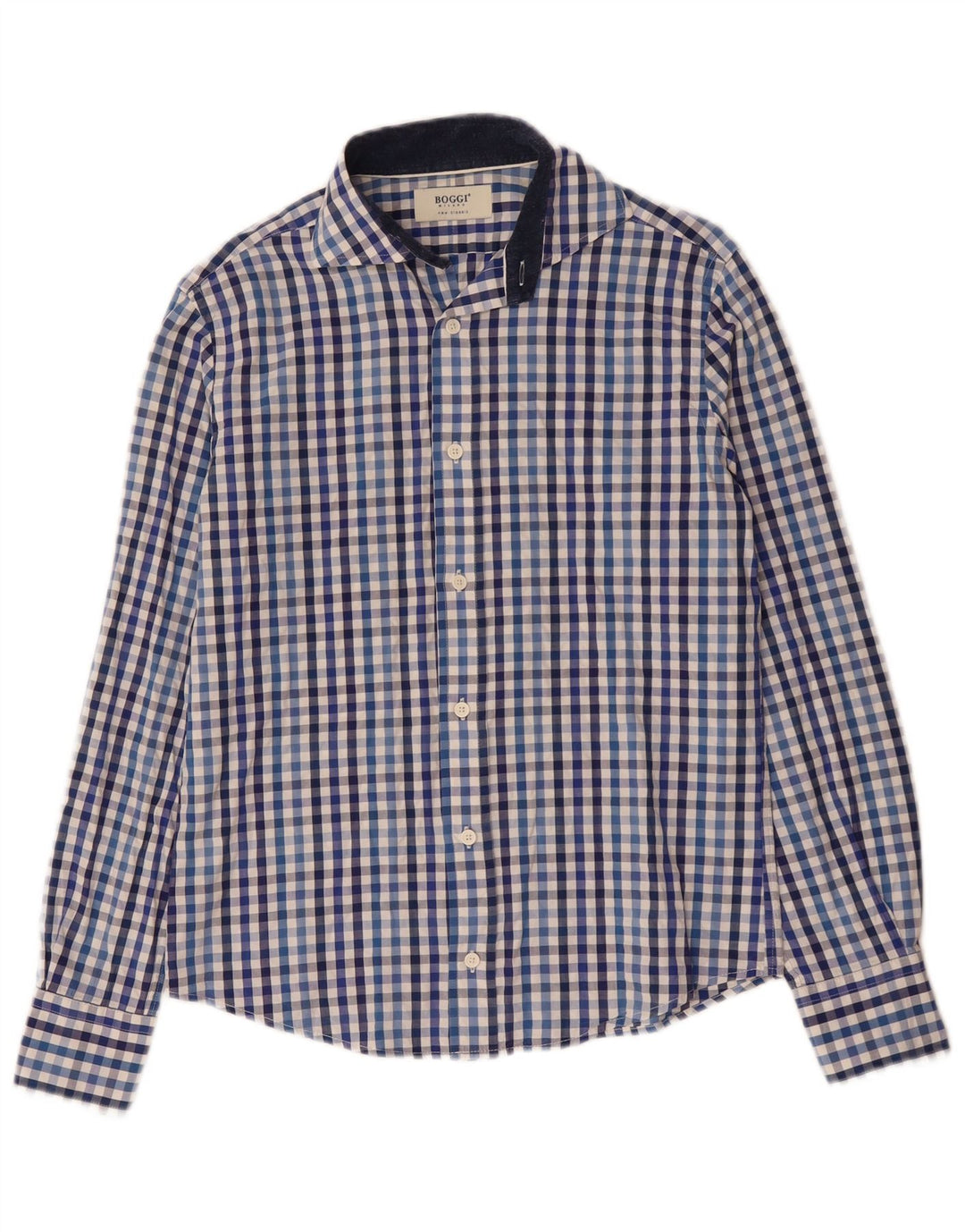 Camicia Milano da uomo Boggi piccola in cotone a quadretti blu