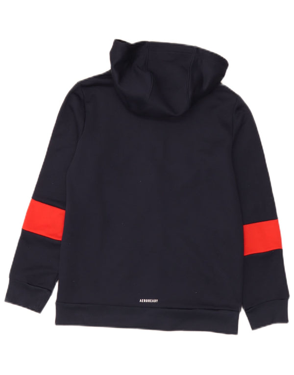 Felpa con cappuccio e zip Adidas Aeroready per ragazzi 9-10 anni Blu navy Colourblock