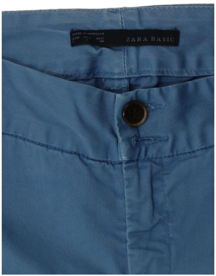 Zara Womens Chino Shorts Large W30 Blue Cotton