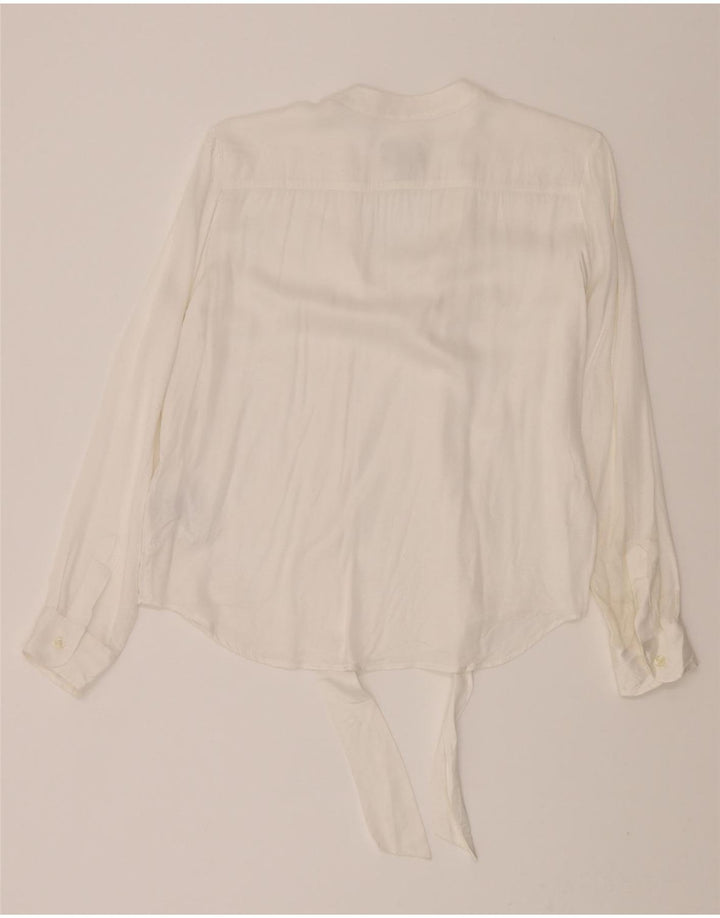 GANT Womens Front Tie Pullover Shirt Blouse UK 10 Small White Viscose Vintage Gant and Second-Hand Gant from Messina Hembry 