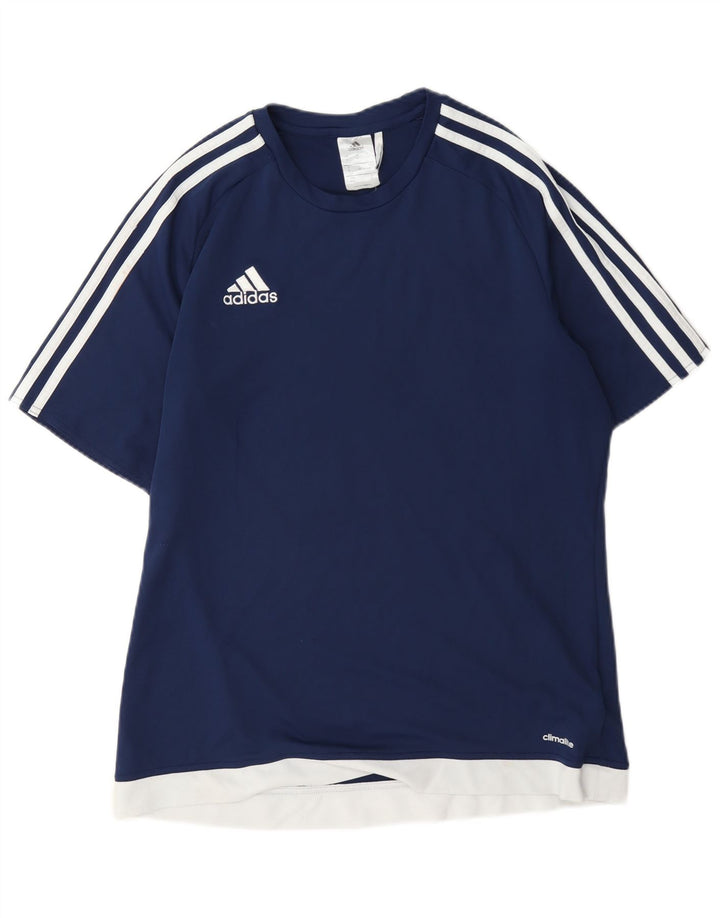 Adidas Mens Climalite T-Shirt Top Medium Navy Blue Colourblock Polyester