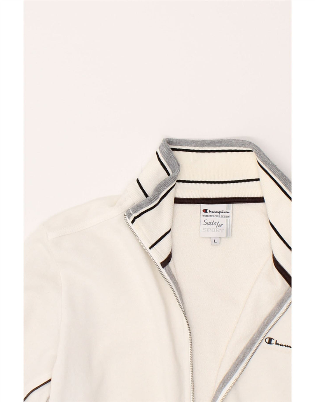 CHAMPION Womens Tracksuit Top Jacket UK 16 Large White Cotton Vintage Champion and Second-Hand Champion from Messina Hembry 