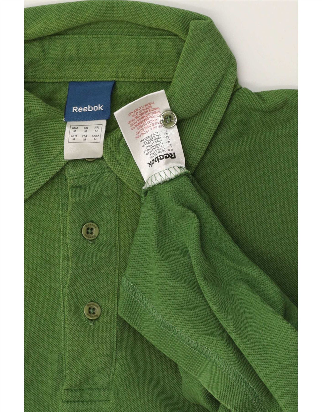 Reebok Mens Polo Shirt Medium Green Cotton