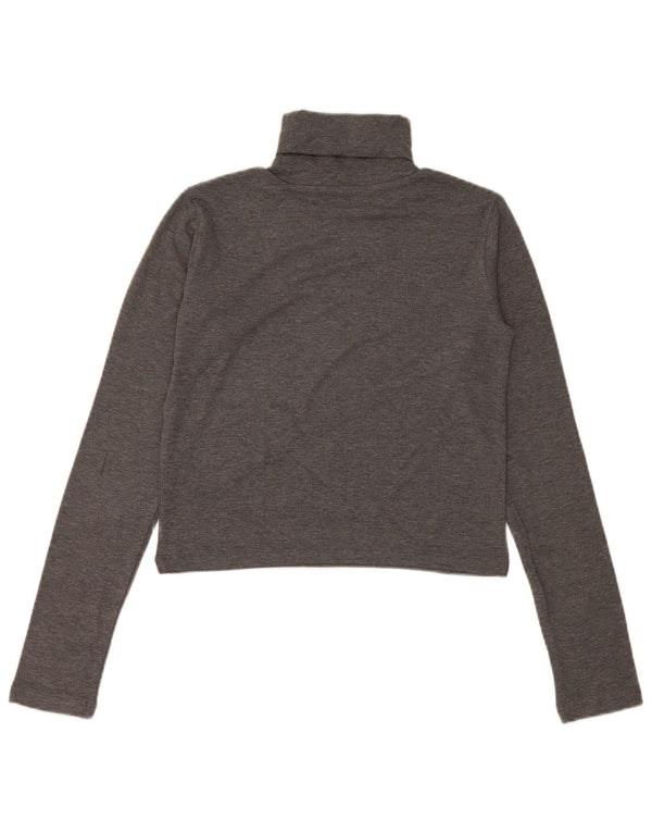 Zara Γυναικείο Crop Top Μακρυμάνικο UK 12 Medium Grey