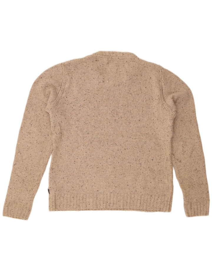 FAT FACE Mens Crew Neck Jumper Sweater Medium Beige Flecked Cotton