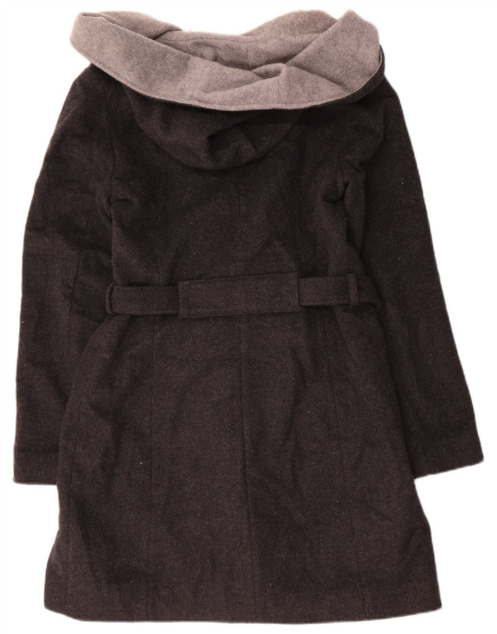Dkny Pardessus ouvert à capuche pour femme US 8 laine gris moyen