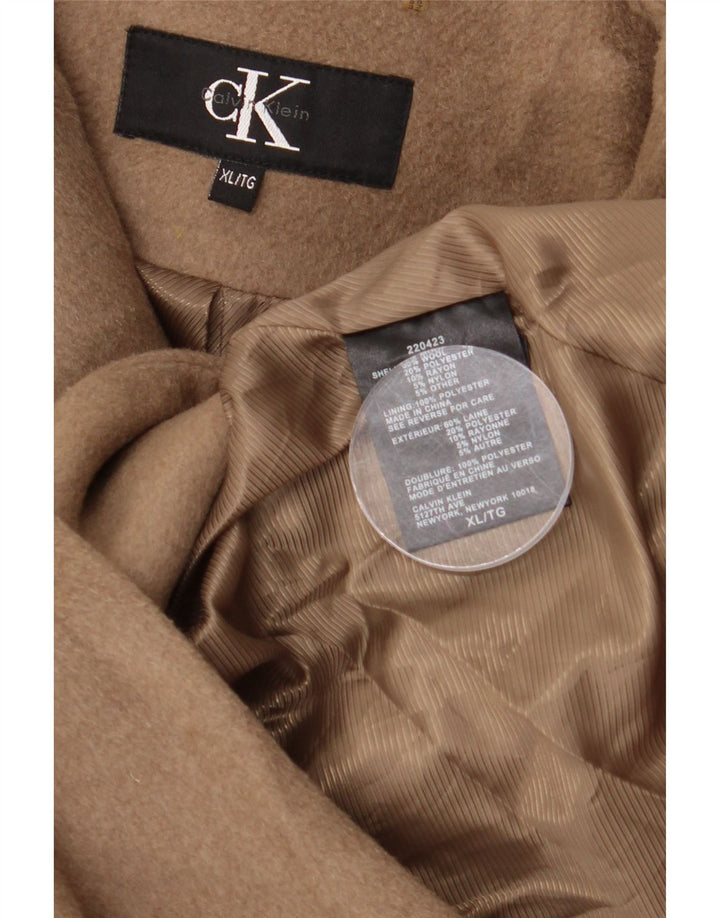 Calvin Klein Womens Oversized Overcoat UK 18 XL Beige Wool