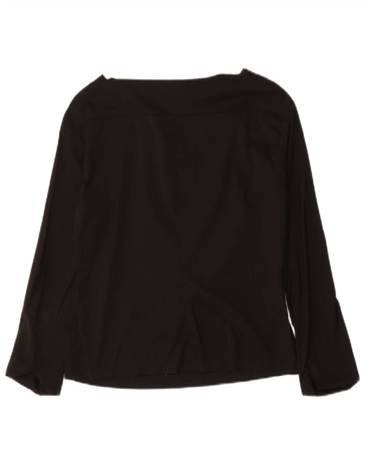 Zara Womens Long Sleeve Blouse Top UK 12 Medium Black Cotton