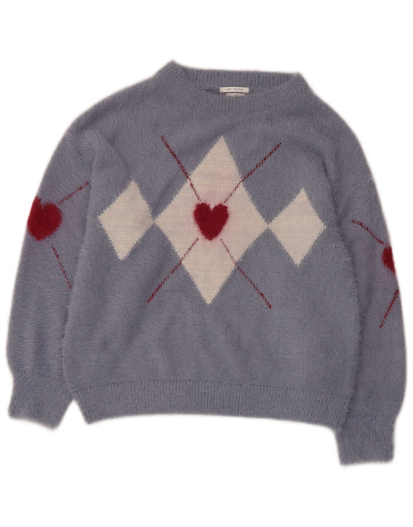 Sweter dziewczęcy z okrągłym dekoltem Zara 13-14 lat Niebieski Argyle/Diamentowy akryl