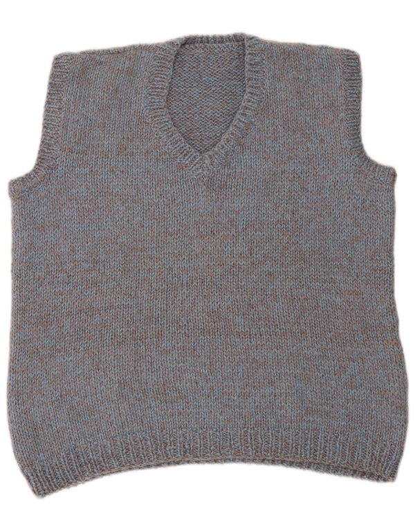 Vintage Mens Vest Tank Top Large Blue Flecked