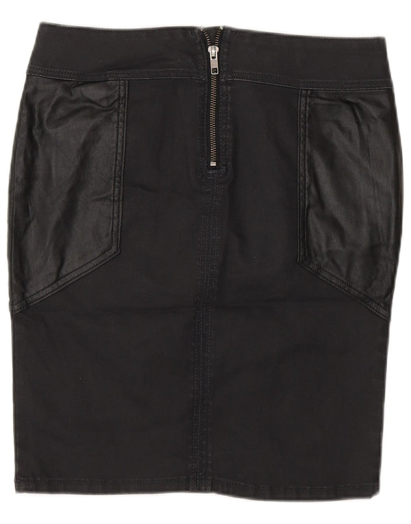 Marks & Spencer Womens Pencil Skirt UK 8 Small W30 Black Cotton