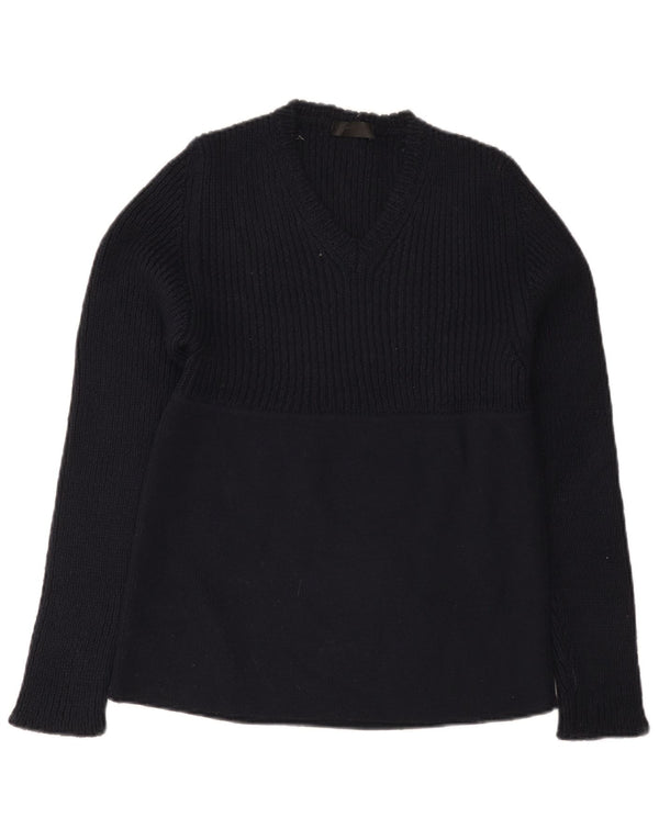 Kostüm National Damen-Pullover mit V-Ausschnitt IT 48 XL Marineblaue Wolle