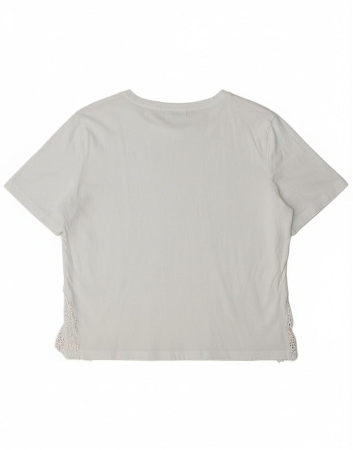 ZARA Womens T-Shirt Top UK 14 Medium White Cotton