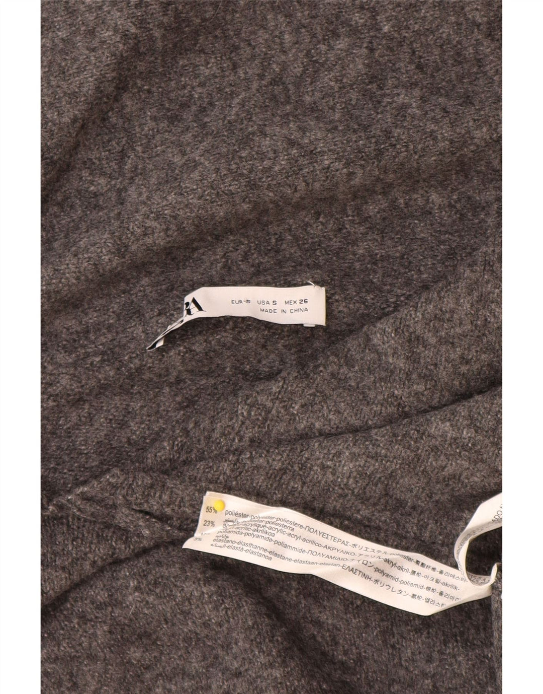 Zara Dame Oversized Shawl Neck Jumper Sweater UK 10 Small Grey Polyester