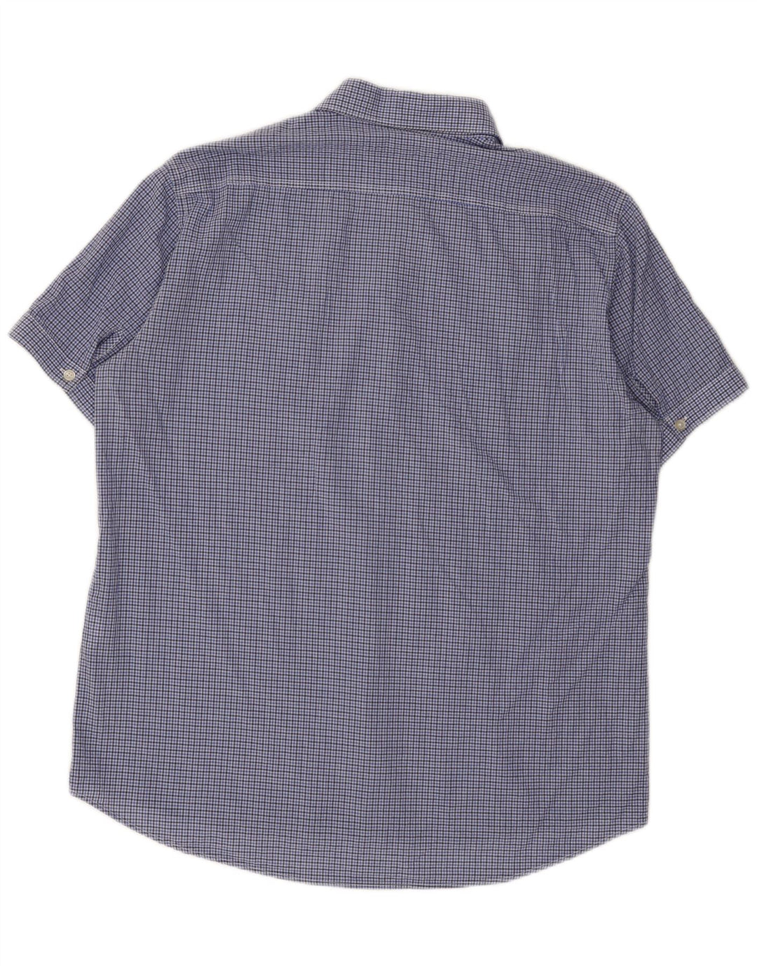 Carrera Mens Short Sleeve Regular Fit Shirt XL Blue Gingham Cotton