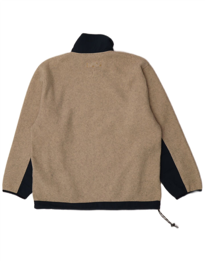 Invicta Mens Zip Neck Fleece Jumper Large Beige Colourblock Polyester