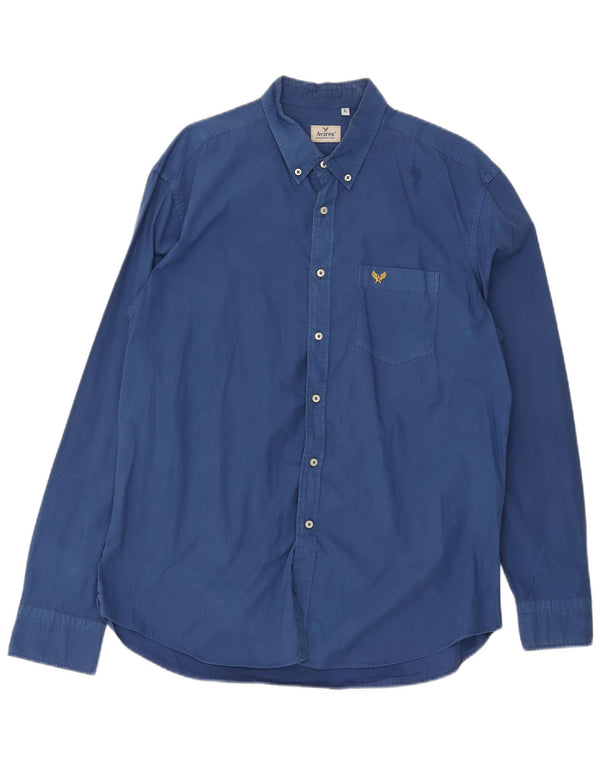 Avirex Mens Regular Fit Shirt Large Blue Cotton