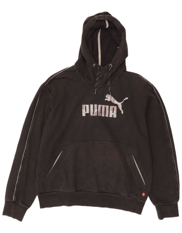 Felpa con cappuccio grafica da uomo Puma Large in cotone nero