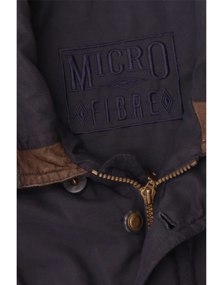Vintage Ανδρικό παλτό αντιανεμικό UK 38 Medium Navy Blue Colorblock Πολυεστέρας