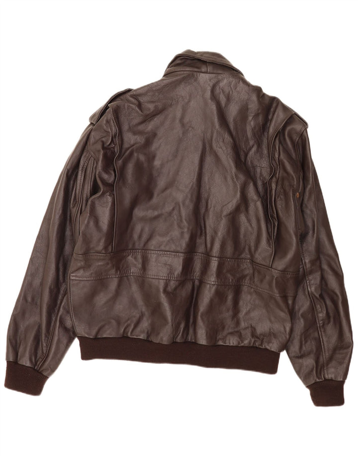 Jaqueta masculina de couro Bomb Boogie Flight Aviator Reino Unido 42 XL marrom