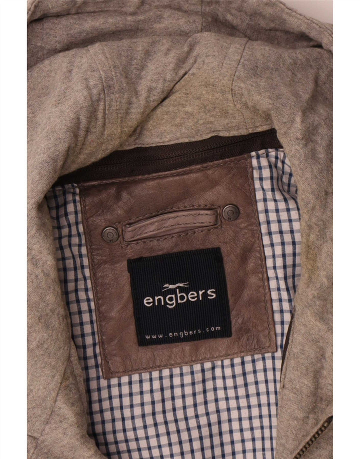 Ανδρικό δερμάτινο μπουφάν με κουκούλα Engbers UK 40 Large Brown