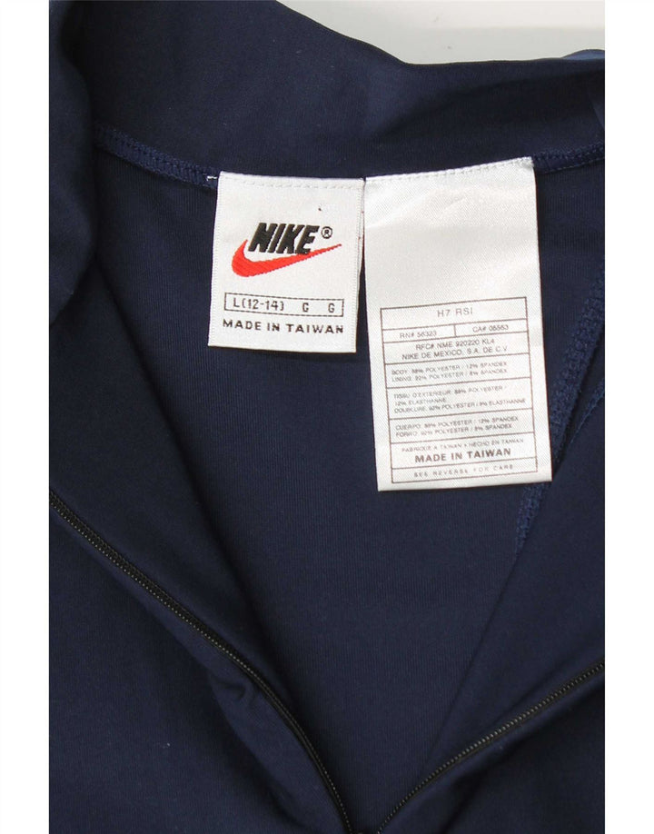Nike Girls Zip Neck Pullover Tracksuit Top 12-13 Years Large Navy Blue