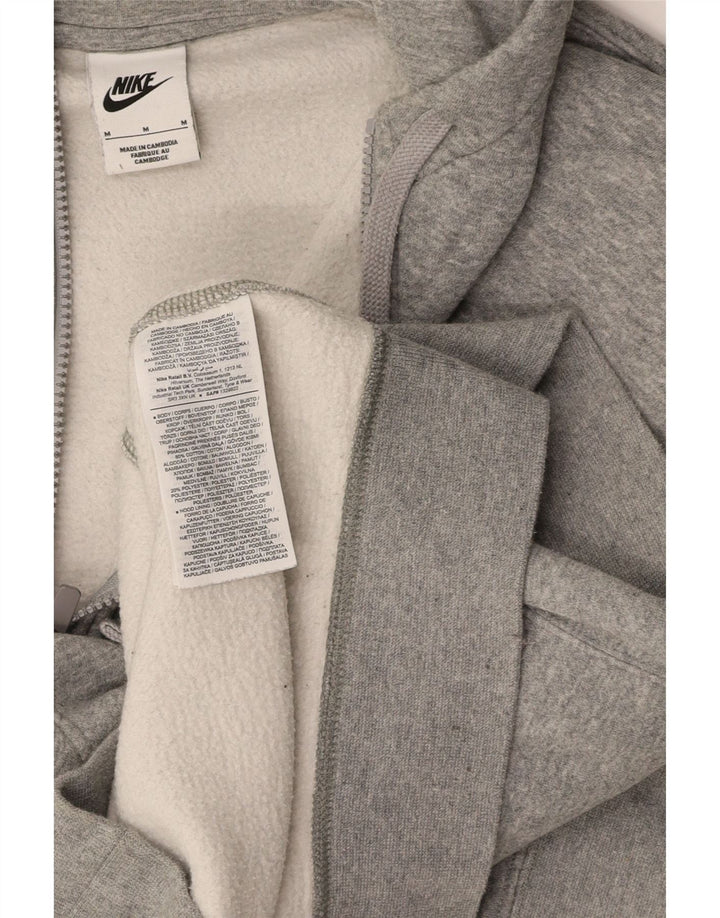 NIKE Mens Zip Hoodie Sweater Medium Grey Cotton