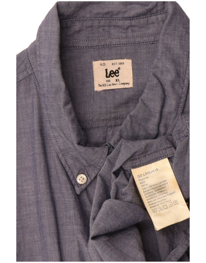 Lee Mens Shirt XL Navy Blue Cotton