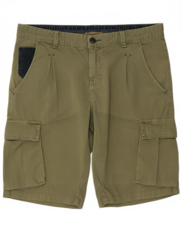 Yes Zee Mens Cargo Shorts W33 Medium Khaki Cotton