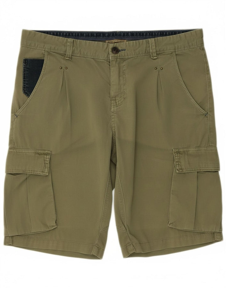 Yes Zee Mens Cargo Shorts W33 Medium Khaki Cotton