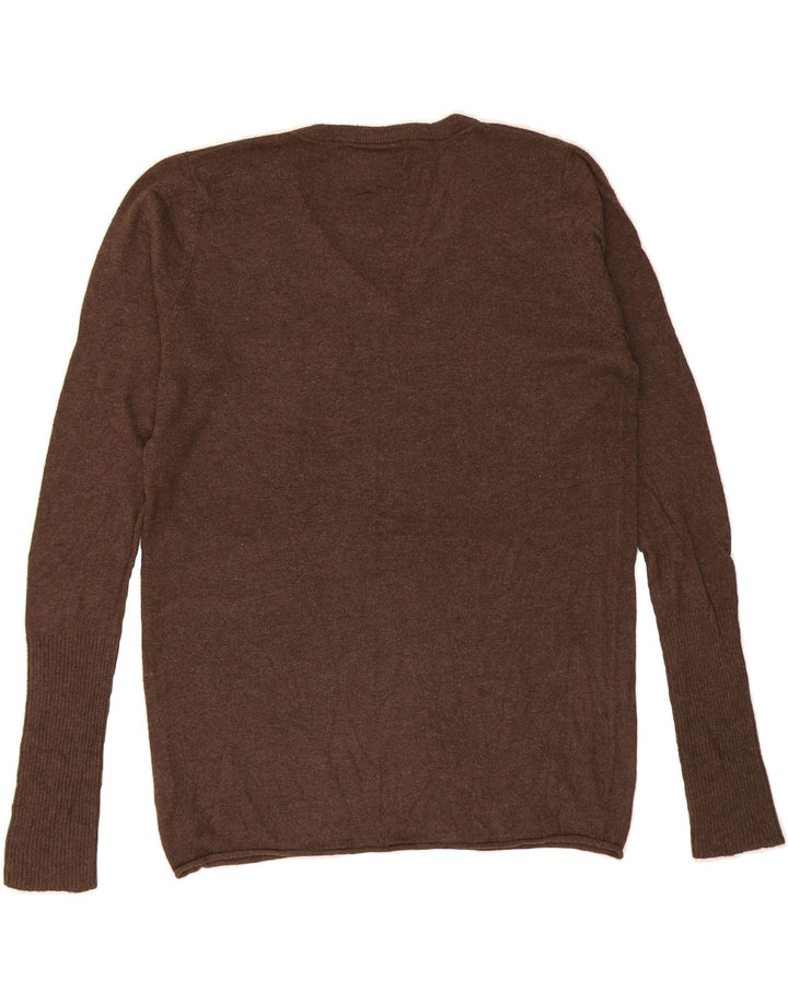 MOSSIMO Womens V-Neck Jumper Sweater UK 16 Large Brown Nylon Vintage Mossimo and Second-Hand Mossimo from Messina Hembry 