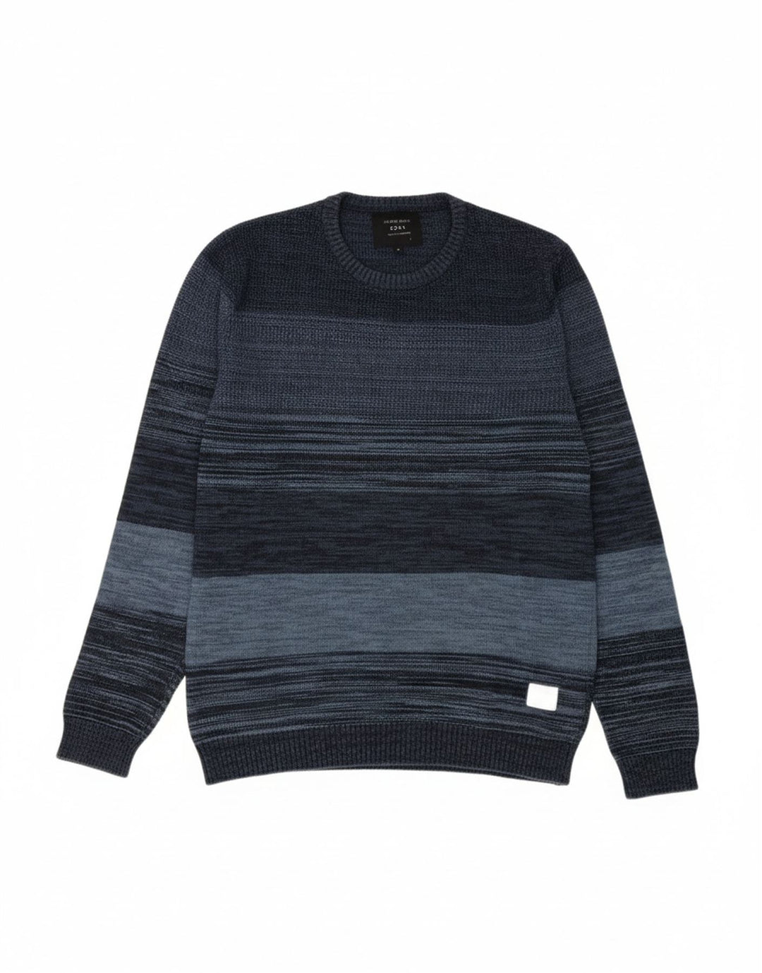 JACK & JONES Mens Core Crew Neck Jumper Sweater Medium Navy Blue Striped