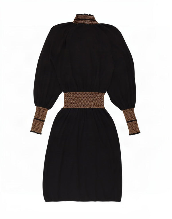 Zara Womens Long Sleeve Maxi Dress UK 12 Medium Black Colourblock Viscose