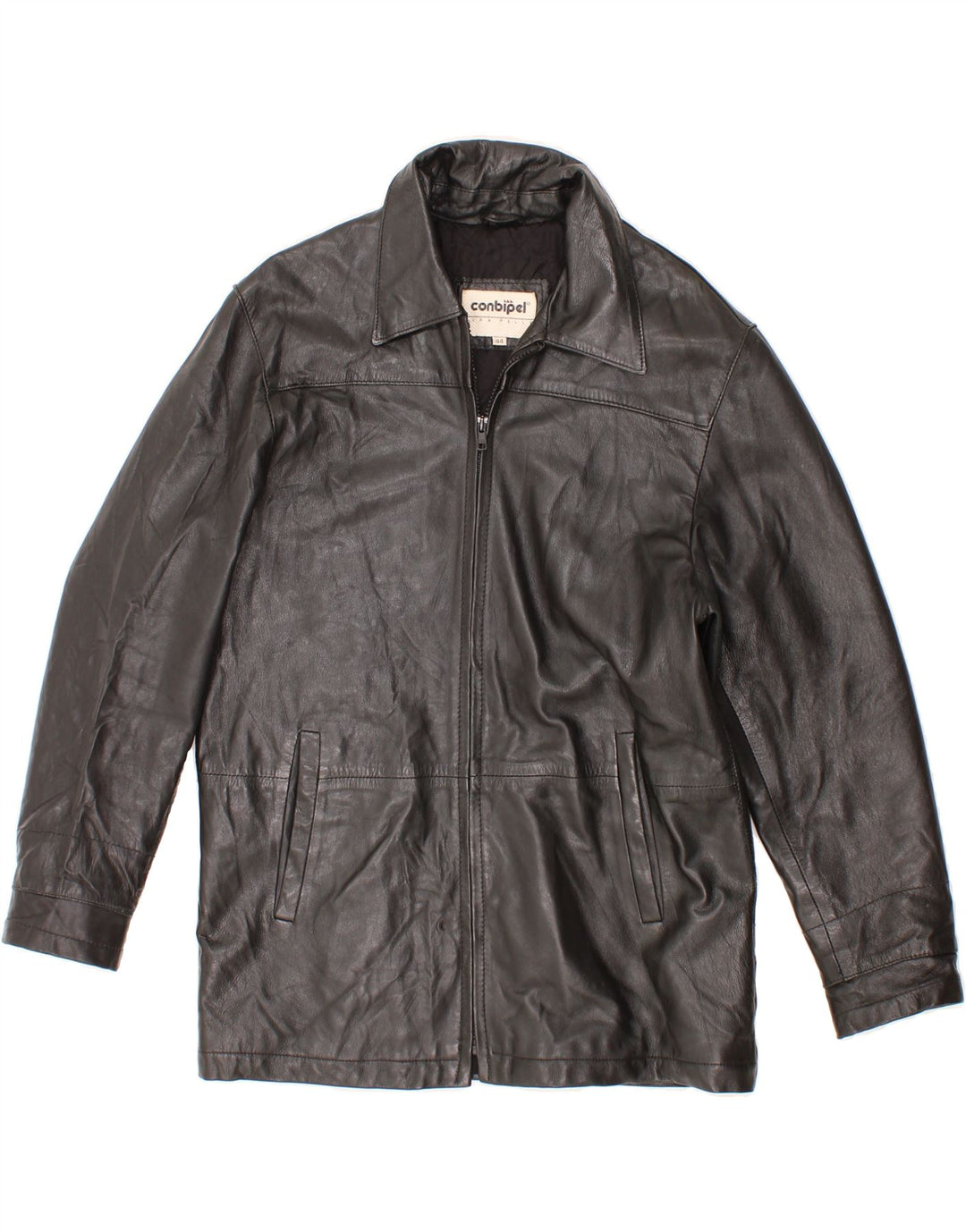 CONBIPEL Womens Leather Jacket IT 44 Medium Black Leather Vintage Conbipel and Second-Hand Conbipel from Messina Hembry 