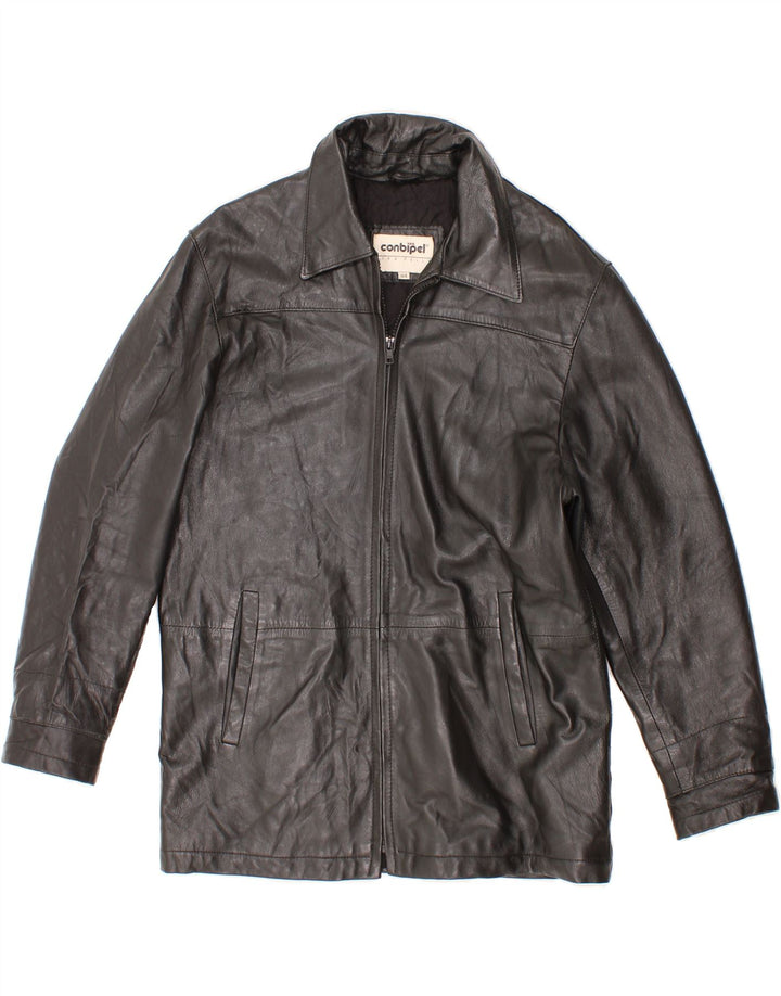 CONBIPEL Womens Leather Jacket IT 44 Medium Black Leather Vintage Conbipel and Second-Hand Conbipel from Messina Hembry 