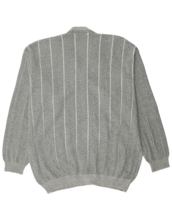 Gioferrari Mens Cardigan Sweater IT 56 XL Grey Striped Cotton
