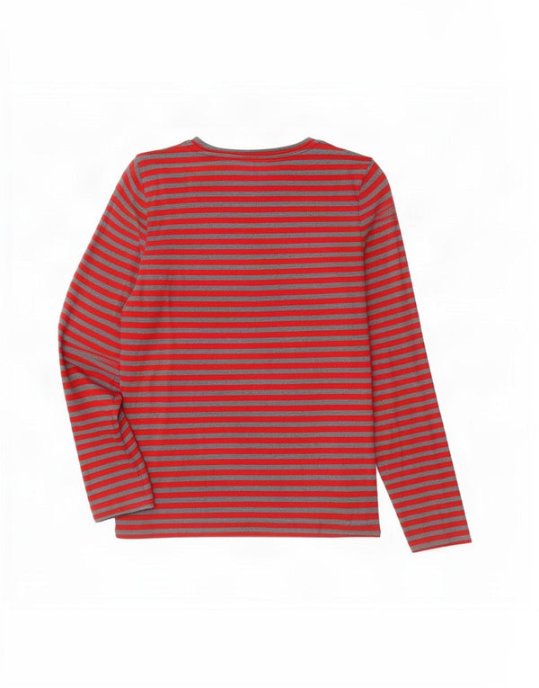 Hobbs Womens Top Long Sleeve UK 14 Large Red Striped Cotton