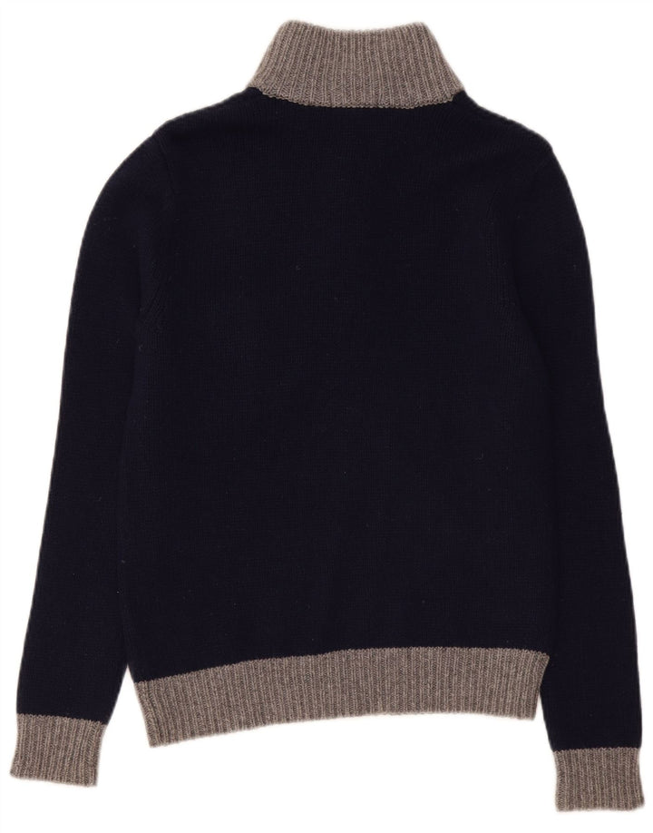 Sun68 Mens Regular Fit Button Neck Jumper Sweater Small Navy Blue Wool